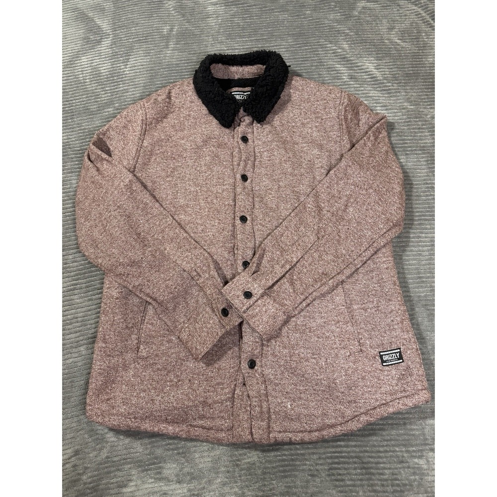 Red Heather Grizzly Griptape Sherpa Fleece Lined Mens Jacket Large